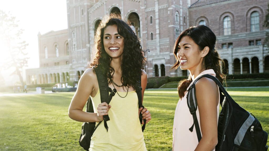 Students talking on campus